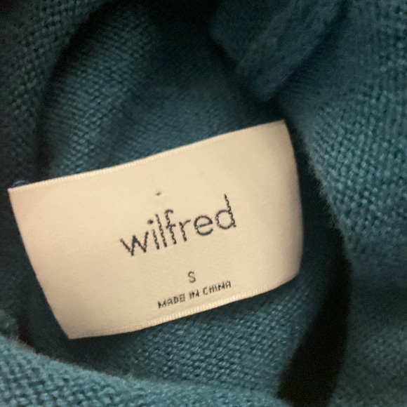 Wilfred Cyprie 100% merino wool rolled mock-neck sweater Sz S Jewel Green - Picture 3 of 5